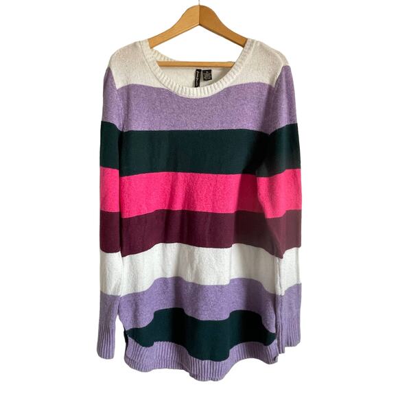 Free For All striped pullover sweater pink purple warm casual. Size XL. - Picture 1 of 5